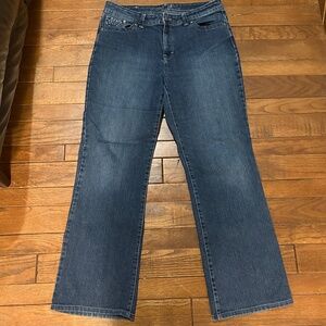 Style & Co Premium Jeans Size 14 Bootcut Dark Wash Embellished Pockets Stretch